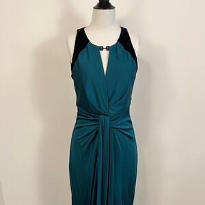 Halston Heritage Teal and Black Formal Maxi Dress